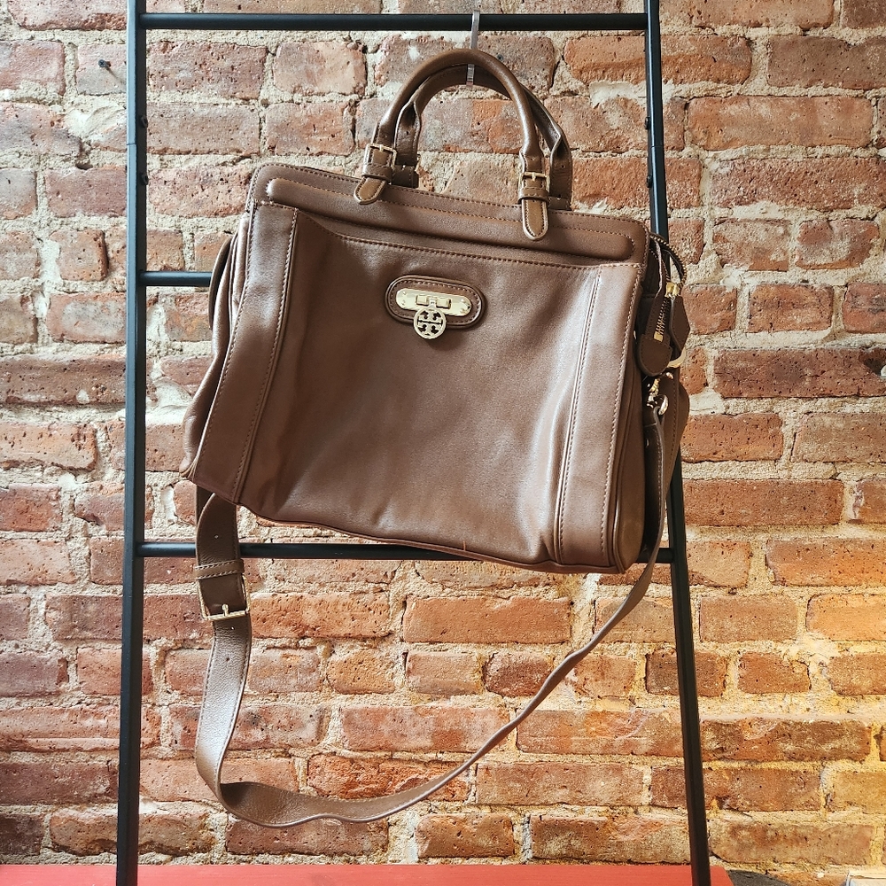 Tory Burch Leather Satchel Clasp Handbag